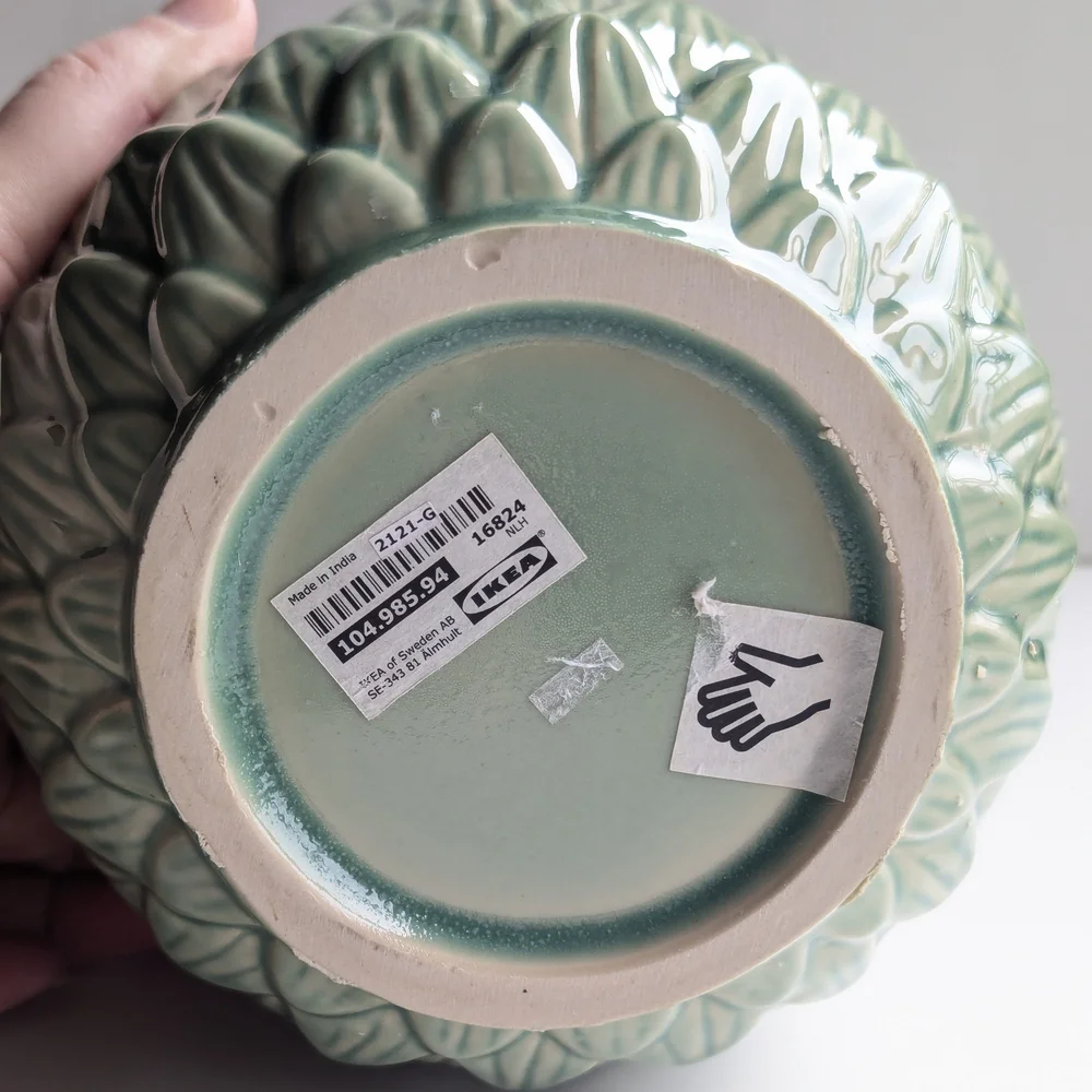 IKEA BEDAGAD Green Ceramic Vase